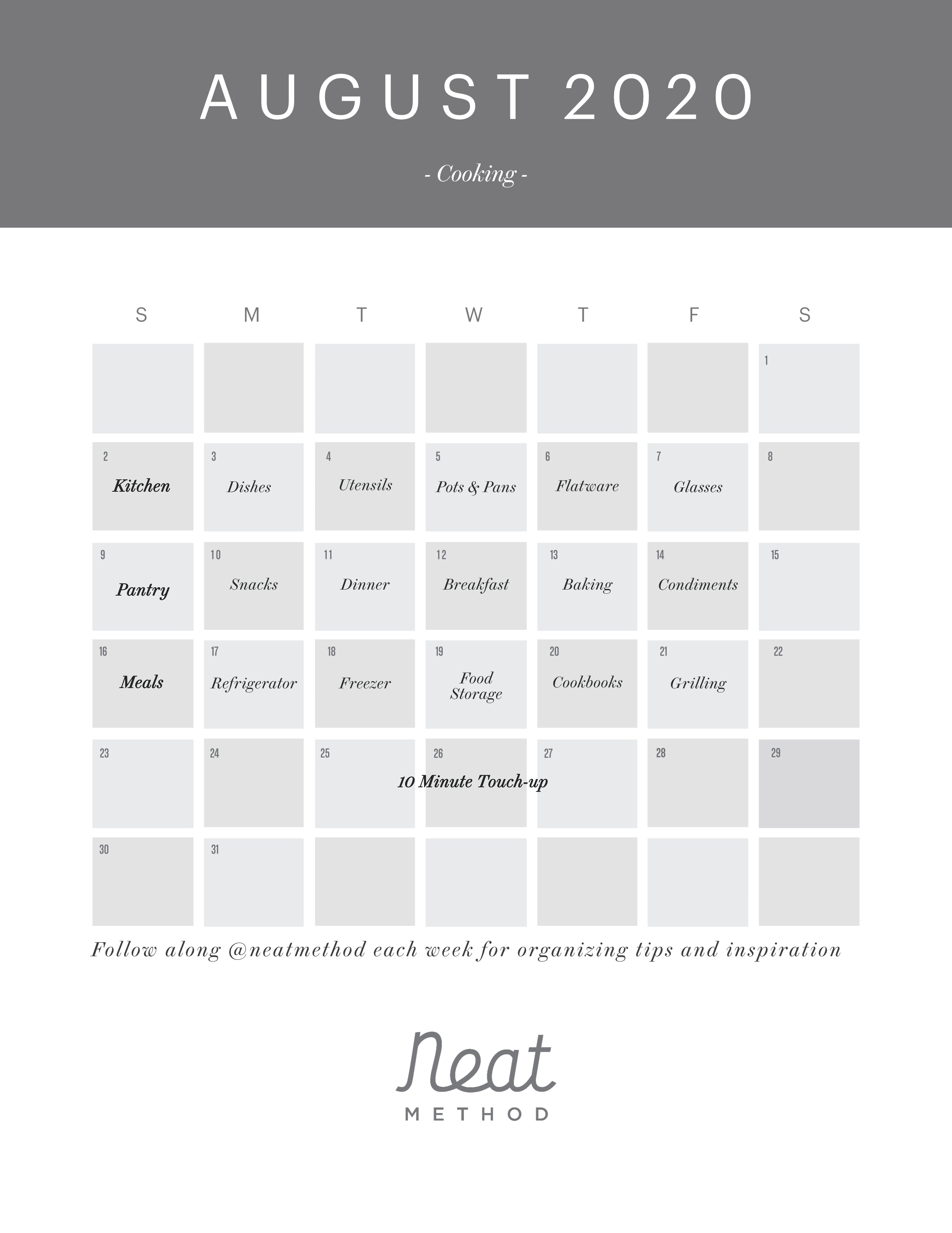 September Organizing Calendar