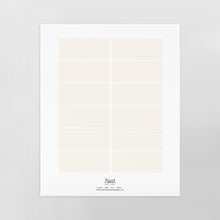 Load image into Gallery viewer, one sheet of white, blank removable labels for organizing