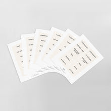 Load image into Gallery viewer, full set of white removable pre-printed labels for clothing closets and mudrooms