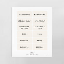 Load image into Gallery viewer, one sheet of white removable pre-printed labels