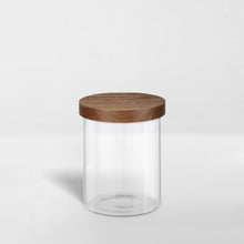Load image into Gallery viewer, small glass jar with airtight acacia wood lid