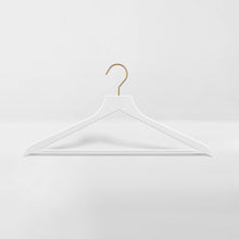 Load image into Gallery viewer, white slim, non-slip suit hanger with gold hook