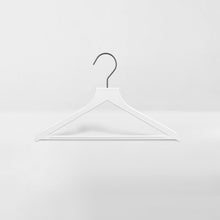 Load image into Gallery viewer, white slim, non-slip suit hanger with black hook for children