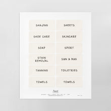 Load image into Gallery viewer, one sheet of white removable bathroom and laundry labels