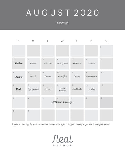 August Organizing Calendar