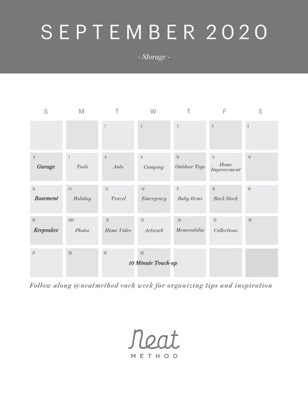 September Organizing Calendar