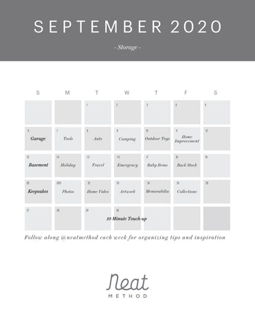 September Organizing Calendar