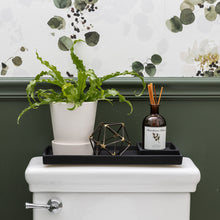 Load image into Gallery viewer, bathroom counter with white ceramic trays holding a plant and reed diffuser set
