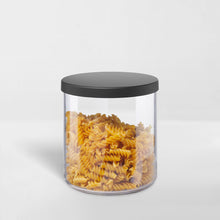 Load image into Gallery viewer, transparent storage canister with black lid holding pasta
