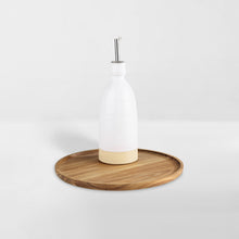 Load image into Gallery viewer, small acacia wood turntable, lazy susan with oil cruet
