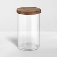Load image into Gallery viewer, large glass jar with airtight acacia wood lid
