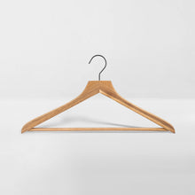 Load image into Gallery viewer, acacia wood suit hanger with black metal hook
