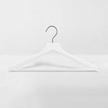Load image into Gallery viewer, white slim, non-slip suit hanger with black hook for teen&#39;s clothing
