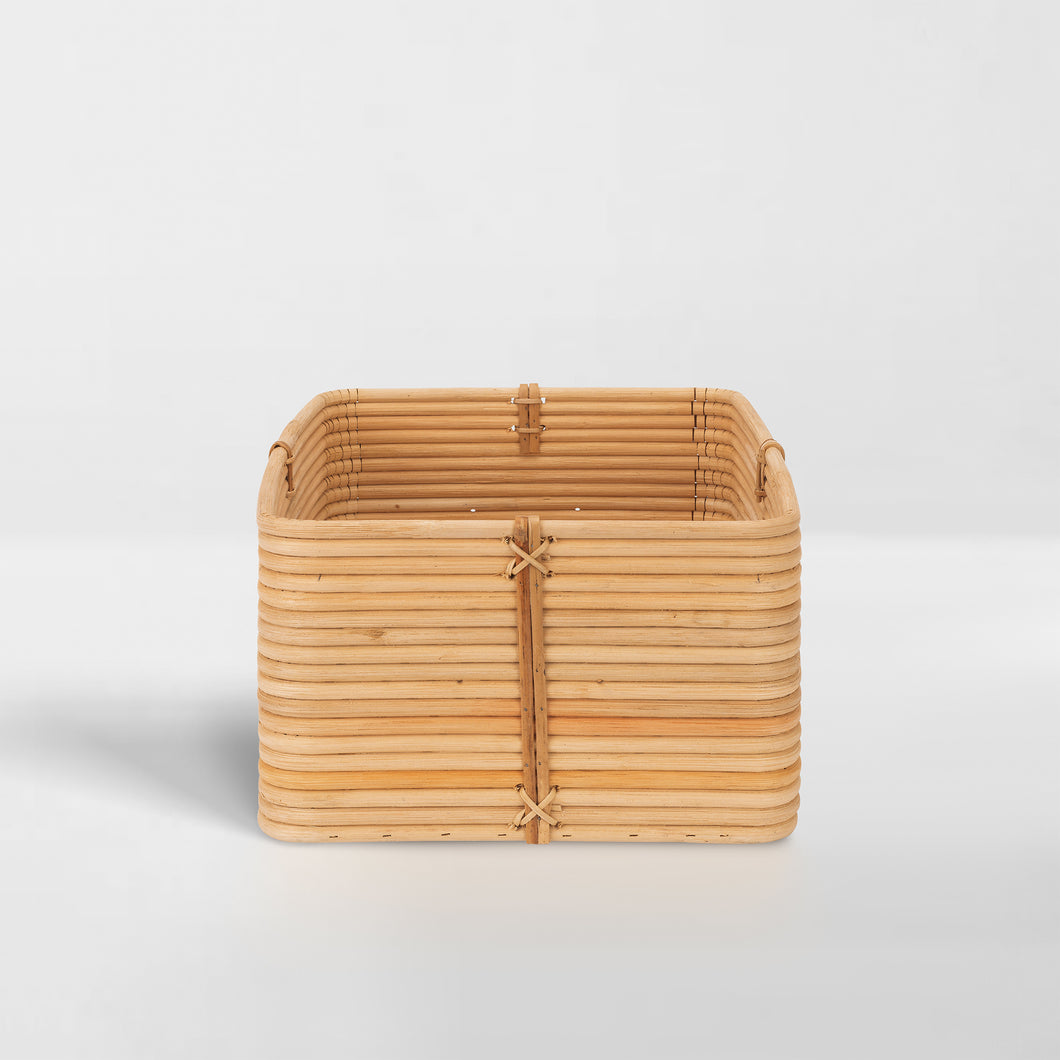 Reeded Rattan Bin