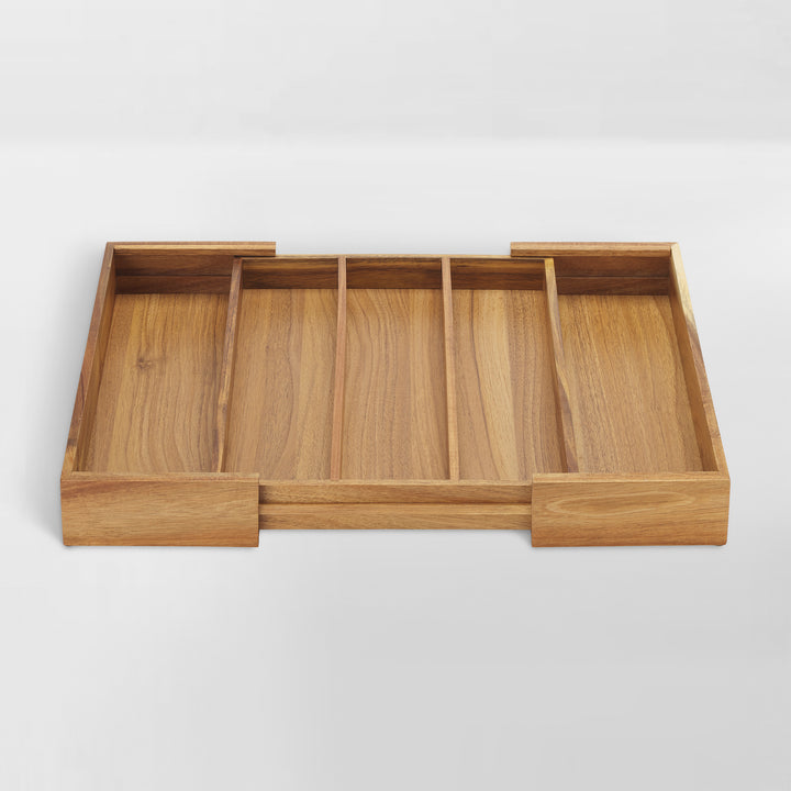expandable acacia wood cooking utensil drawer insert