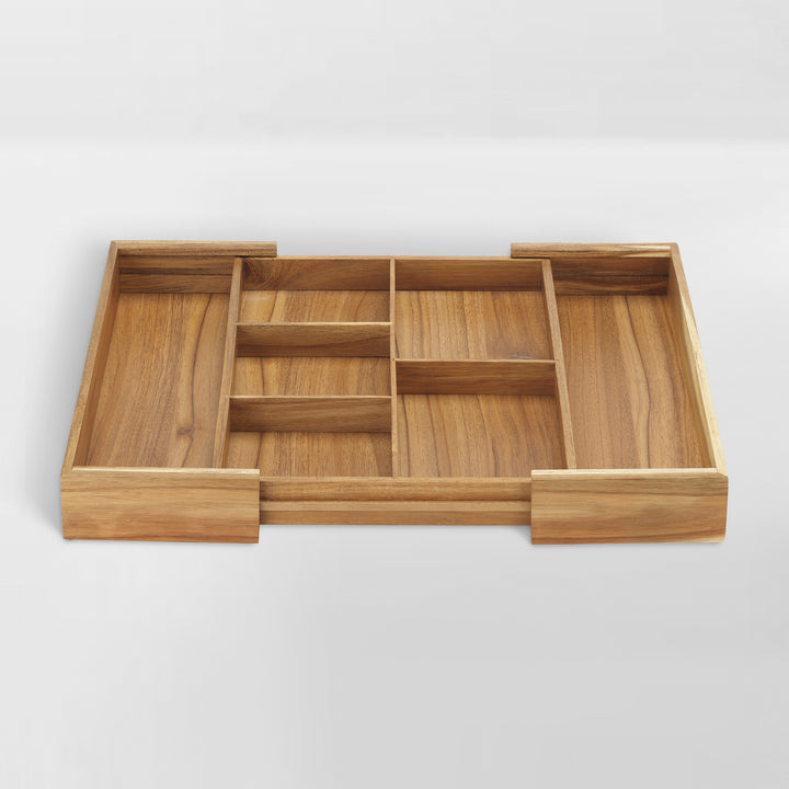 expandable acacia wood junk drawer insert
