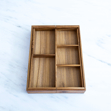 Load image into Gallery viewer, expanded acacia drawer insert with office supplies
